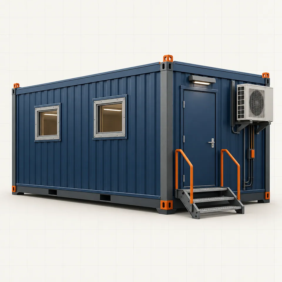 Technical illustration of a modular rig-site accommodation cabin