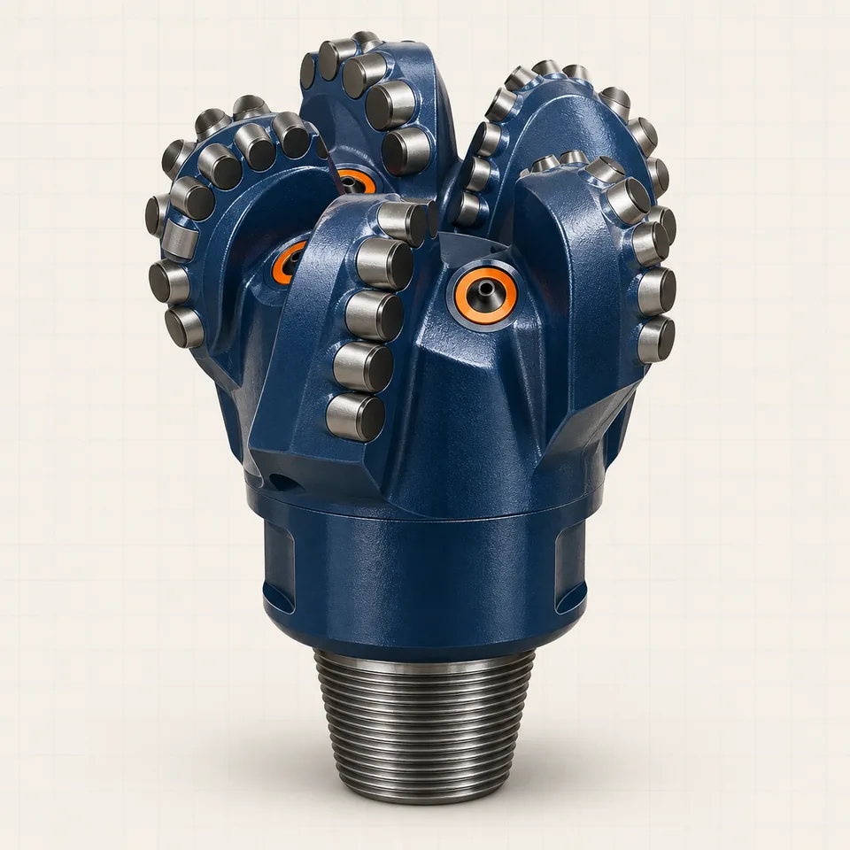 Technical illustration of a PDC drill bit