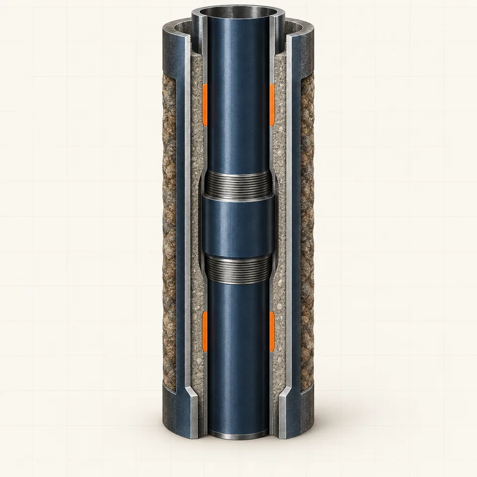 Technical cutaway illustration of intermediate well casing