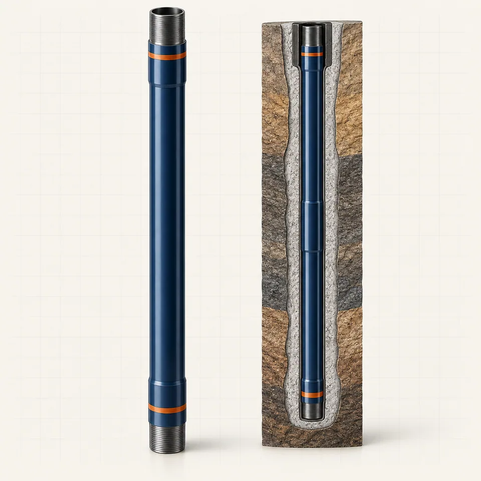 Technical illustration of production casing and its connection