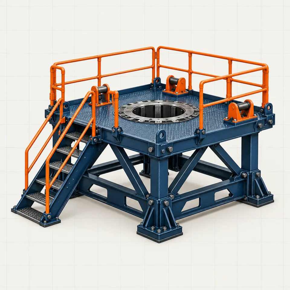 Technical illustration of an isolated drilling rig floor